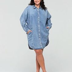 Button Cuffed Long Sleeves, Button Down Front, Collared Neckline, Side Seam Pockets, Above Knee Length. Made Of 100% Medium Weight Cotton Denim. Just Added Measurements... S Fits Sizes 4-6 Armpit To Armpit 26" Hip To Hip 24" Sleeve Length 22" Dress Length 37" M Fits Sizes 8-10 Sold Out L Fits Sizes 12-14 Sold Out Almost Gone! Mini Shirt Dress, Long Sleeve Mini, Universal Thread, Above Knee, Denim Dress, Dress Length, Knee Length, Colorful Dresses, Shirt Dress