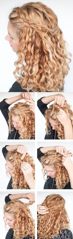 Peinados que sí lucirán en tu rizada melena Curls And Braids, Half Up Braid, Curly Braids, Braid Tutorial, Braided Hairstyles For Wedding, Easy Hair, Half Up Hair