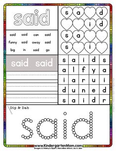 the printable worksheet for sight words and numbers to practice handwriting, reading and spelling