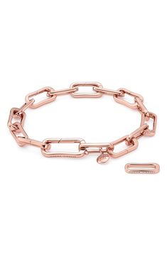 This high-shine bracelet is made with six push-clasp links that allow you to add as many Monica Vinader charms as you like for a custom, memory-filled style. Charms sold separately Push-clasp closure Sterling silver or sterling silver with 18k-gold plate Imported Exclusive US retailer Rose Gold Jewelry With Rectangular Links And Polished Finish, Rose Gold Metal Bracelet With Rectangular Links, Rose Gold Bracelets With Rectangular Metal Links, Luxury Rose Gold Oval Link Chain Bracelet, Luxury Rose Gold Chain Link Bracelets, Rose Gold Link Chain Bracelet With Lobster Clasp, Luxury Rose Gold Link Bracelets, Rose Gold Metal Bracelet With Polished Finish, Rose Gold Link Bracelets With Lobster Clasp