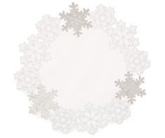 a white doily with snowflakes on it