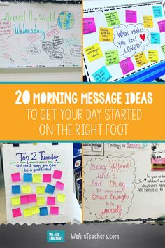 post it notes with the words 20 morning message ideas to get your day started on the right foot