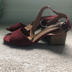 Universal Thread Burgundy Sandal With Mini Heel - Burgundy Suede - Never Worn Burgundy Sandals, Universal Thread, Mule Clogs, Mules Shoes, Clogs, Thread, Women Shoes, Sandals, Heels