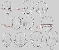 an image of how to draw anime head with different angles and hair length, from the side view