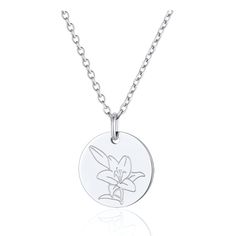 PRICES MAY VARY. 🌺Cute coin style necklace with May birth flower Lily flora embossed, very delicate and classic pendant for women girls. This kind of minimalist coin necklace is a hit, in fashion and all match with your daily outfit. With meaningful flower hidden message, the disc necklace will deliver your love and blessing. ♚ 👄Material: Made of durable 316L stainless steel with excellent polishing craftsmanship, which will make it look gorgeous and sparkling. Our birth flower necklaces are n May Birth Flowers, Medal Jewelry, Flower Necklaces, Hidden Message, Floral Pendant, Disc Necklace, Birth Flower, Velvet Bag, Necklaces For Women