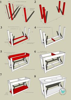 the instructions for how to build an easy coffee table with drawers and shelves on each side