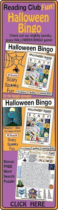 the halloween bingo game for reading children's books and other things to do with them