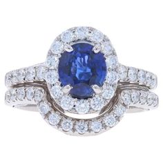 a blue sapphire and diamond ring set