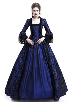 Blue Ball Gown Victorian Costume Dress D3006 Reference: D3-006  $239.00 Dress Types, Queen Gown, Masquerade Carnival, Box Dress, Vestidos Retro, Carnival Halloween, Court Dresses, Queen Outfit, Halloween Style