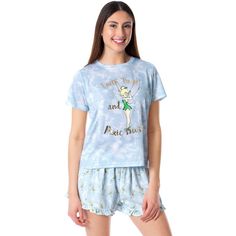 Disney Womens' Tinker Bell Pixie Dust Sleep Pajama Set Shorts Tie-dye Multicolored : Target Pajama Set Shorts, Pjs For Women, Disney Pjs, Petite Pajamas, Tie Dye Disney, Tie Dye Background, Chiffon Shorts, Girls Tie, Womens Pyjama Sets