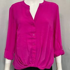 Inc Long Sleeve Blouse Brand New With Tags Size: Small Color: Magenta Flame Blouse357 Pink 3/4 Sleeve Top For Work, Feminine Workwear Blouse With 3/4 Sleeves, Feminine Blouse With 3/4 Sleeve For Workwear, Elegant Pink Blouse With 3/4 Sleeves, Casual 3/4 Sleeve Office Blouse, Casual Pink Blouse For Office, Casual Office Blouse With 3/4 Sleeves, Casual 3/4 Sleeve Tops For Office, White Boho Blouse