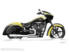 a yellow and black motorcycle is shown in this artistic drawing, it appears to have been drawn