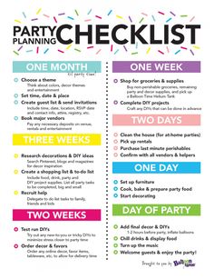 the party checklist for one month