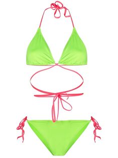 neon green/pink Top: halterneck tie fastening triangle cup wraparound style self-tie fastening Bottoms: tonal stitching high cut side tie fastening Be mindful to try on swimwear over your own garments. Neon Swimsuit, Goth Wardrobe, Birthday Inspo, Pink Top, High Cut, Online Shopping Clothes, Pink Tops, Tanning, Neon Green