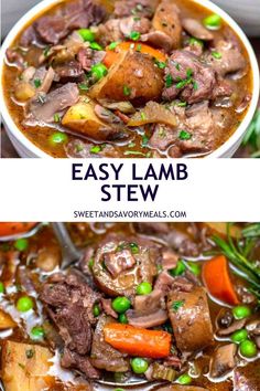 a bowl with easy lamb stew and a ladle full with lam stew Easy Lamb Stew, Irish Lamb Stew, Irish Stew, Savory Meals, Lamb Stew, Favorite Recipes Dinner, Stew Recipe, Weeknight Dinner Recipe