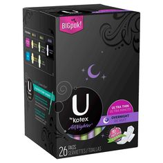 U by Kotex AllNighter Overnight Ultra Thin Pads with Wings 26 count Napkin Packaging, Skincare Wellness, Health Women, Sport Diet, Sanitary Towels