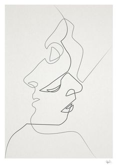 a line drawing of a woman's face