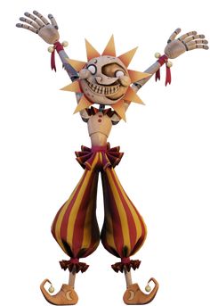 a cartoon character dressed as a clown with his arms spread out and hands in the air