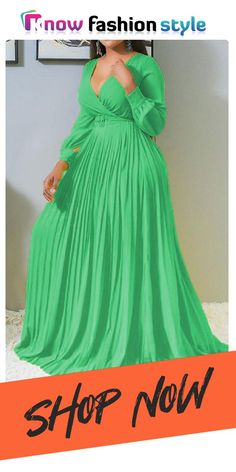 Green Sexy Fashion V-neck Long Sleeve Dress Green Maxi Length V-neck Dress For Brunch, Green V-neck Maxi Dress For Vacation, Oversized Green V-neck Maxi Dress, Green V-neck Maxi Dress With Tassels, Vibrant Green V-neck Maxi Dress, Wholesale Fashion, Belted Dress, Fashion Sexy, Sleeve Dress