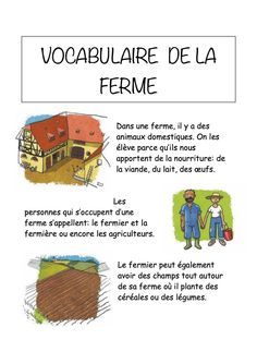 an advertisement for the french language book vocabulaire de la ferme