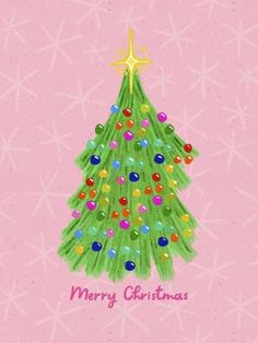 a christmas tree on a pink background