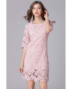 Get 10% off now! Buy L-5XL Beautiful Pink Lace Plus Size Party Dress at cheap price online. Free stable shipping and pro custom service since 2009. Cheap Pink Half Sleeve Dress, Plus Size Party Dress, Plus Size Party, Best Wedding Guest Dresses, Pink Party Dresses, Pink Summer Dress, Plus Size Party Dresses, Short Party Dress, Shift Dresses