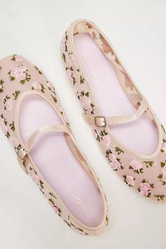 For Love & Lemons Evelyne Embroidered Ballet Flats | Free People Glitter Ballet Flats, Shoes Boots Heels, Floral Flats, Heels Sneakers, Suede Ballet Flats, Happy Gifts, Boots Heels, Black Ballet Flats, Cath Kidston