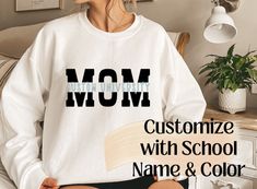 Custom Mom University Spiritwear Crewneck Sweatshirt College Mom Shirt, Tailgate Clothes, College Mom, Mom Pride, Motherhood Shirts, University Sweatshirts, College Sweatshirt, Crewneck Design, Proud Mom