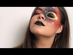 Solar System Face Paint, Eclipse Makeup Ideas, Solar Eclipse Face Paint, Eclipse Face Paint, Eclipse Makeup, Eclipse Inspired Makeup, Eclipse Costume, Solar Eclipse Makeup, Solar Eclipse Jewelry Diy