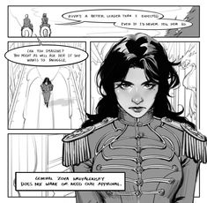 a comic strip with an image of a woman in uniform