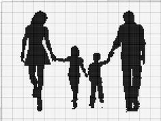 a cross stitch pattern of a family holding hands