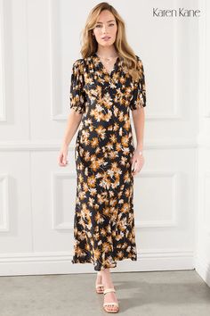 Floral Midi Dress Trendy Casual Dress, Puff Sleeve Dress, Puffed Sleeves Dress, Dress Cover, Maxi Dress With Sleeves, Floral Midi Dress, Hem Dress