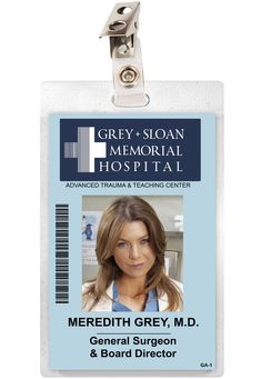 a medical id badge with an image of a woman