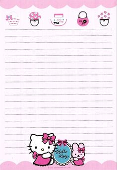 a hello kitty notepad with pink background