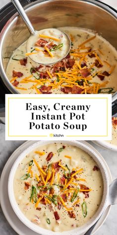 creamy instant pot potato soup with cheese and bacon