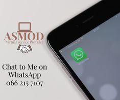 an iphone with chat to me on whatsapp and the asmod logo