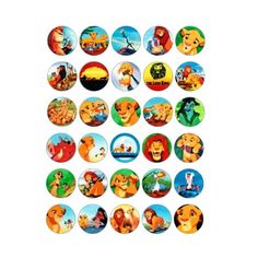 the lion king stickers are arranged in different shapes and sizes, including one for each character