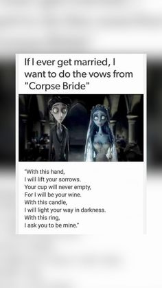 the corpse bride movie quote is shown on an iphone screen