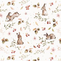 Rabbits Wallpaper Rabbits Wallpaper, Rabbit Wallpaper, Easter Wallpaper, Bunny Wallpaper, Fruit Flowers, Wallpaper Roll, Cute Bunny, Surface Pattern, Rabbits