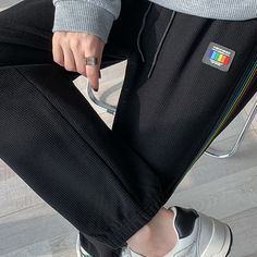 Rainbow Stripe Casual Sports Pants Wide Leg Sportswear Joggers For Leisure, Athleisure Sweatpants For Sports, Sporty Ankle-length Sports Bottoms, Sports Athleisure Sweatpants, Sports Athleisure Ankle-length Sweatpants, Spring Sports Trousers, Sporty Gym Bottoms Ankle-length Pants, Sporty Ankle-length Sweatpants, Sporty Ankle-length Gym Bottoms