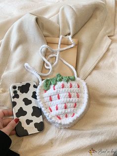 BirdinBag - Polyester Mini Crochet Bag with Strawberry Design for Stylish Vacation Mini Crochet Bag, Strawberry Design, Mini Crochet, Novelty Bags, Crochet Bags, Cartoon Style, Bag Bag, Cartoon Styles, Crochet Bag