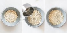 three pictures showing how to make oatmeal cookies