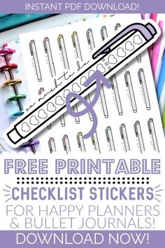 Stickers Organization, Happy Planner Free Printable, Checklist Planner, Stickers For Planners, Free Printable Planner Stickers, Free Planner Stickers