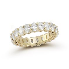 Yellow Gold-1^Diamond Eternity Bands: DRD 0.20 Ct. Oval Diamond Eternity Ring in Yellow Gold Wide Band Engagement Ring, Diamond Huggies, Oval Diamond Ring, Diamond Eternity Ring, Effortless Beauty, Bridal Engagement Rings, Engagement Rings Oval, Diamond Carat, Eternity Ring Diamond