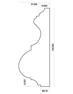 an image of a curved corner with measurements for the top and bottom section, as well as