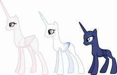 three little ponys standing next to each other