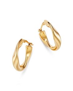 Bloomingdale's Flat Twist Hoop Earrings in 14K Yellow Gold - 100% Exclusive Jewelry & Accessories - Bloomingdale's Elegant Hinged Yellow Gold Huggie Earrings, Yellow Gold Hinged Huggie Earrings, Fine Jewelry Earrings, Twist Hoop Earrings, Flat Twist, Exclusive Jewelry, Jewelry Inspo, Fashion Accessories Jewelry, Fine Jewellery Earrings