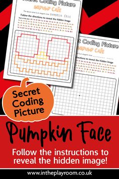 the pumpkin face worksheet is shown with text