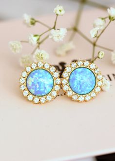 Opal earrings Blue Opal Stud earrings Opal Stud Earrings | Etsy Bridesmaids Earrings, Opal Stud Earrings, Blue Stud Earrings, Earrings Opal, Crystal Chandelier Earrings, Opal Earrings Stud, Opal Studs, Earrings Blue, Opal Earrings