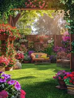 a garden filled with lots of colorful flowers